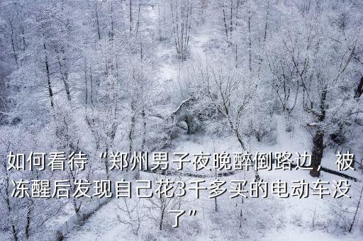 如何看待“鄭州男子夜晚醉倒路邊，被凍醒后發(fā)現(xiàn)自己花3千多買的電動車沒了”