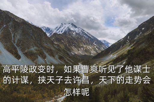 曹爽如果帶天子去許昌怎么樣,挾天子去許昌