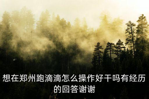 想在鄭州跑滴滴怎么操作好干嗎有經歷的回答謝謝