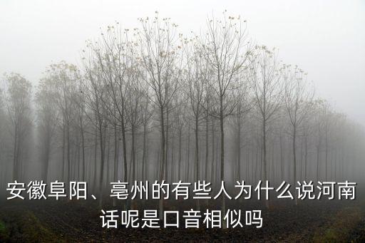 安徽阜陽、亳州的有些人為什么說河南話呢是口音相似嗎