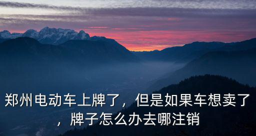 鄭州電動車上牌了，但是如果車想賣了，牌子怎么辦去哪注銷