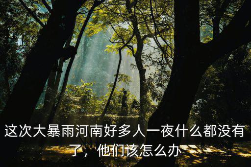 這次大暴雨河南好多人一夜什么都沒有了，他們該怎么辦