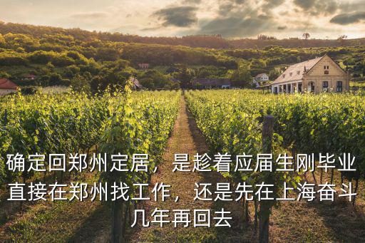 確定回鄭州定居，是趁著應屆生剛畢業直接在鄭州找工作，還是先在上海奮斗幾年再回去