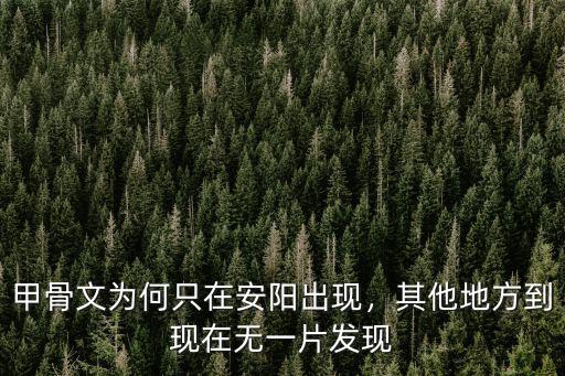 甲骨文為何只在安陽出現，其他地方到現在無一片發現