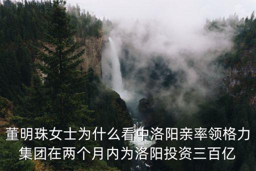 董明珠投資洛陽高新區哪里,董明珠投資洛陽是真的假的