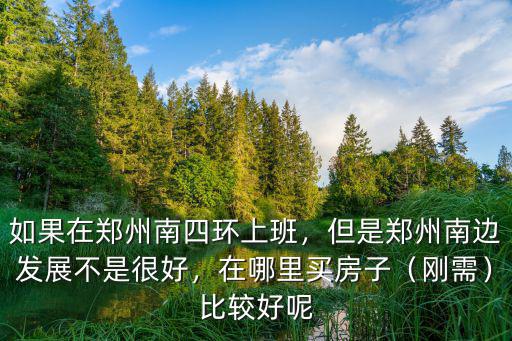 如果在鄭州南四環上班，但是鄭州南邊發展不是很好，在哪里買房子（剛需）比較好呢