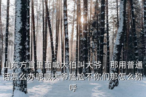 山東方言里面喊大伯叫大爺，那用普通話怎么辦呢喊大爺尷尬不你們那怎么稱呼