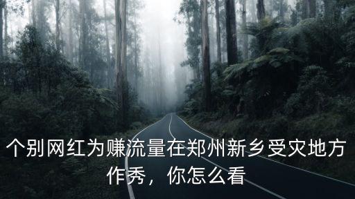 個別網紅為賺流量在鄭州新鄉受災地方作秀，你怎么看