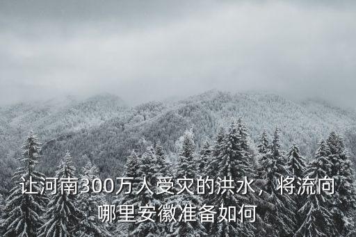 讓河南300萬人受災的洪水，將流向哪里安徽準備如何