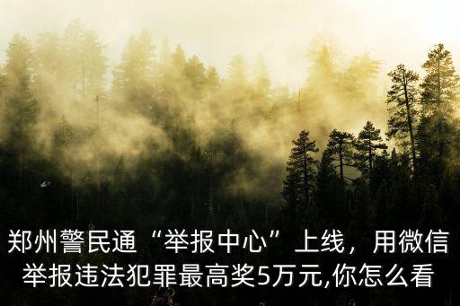 鄭州警民通“舉報中心”上線，用微信舉報違法犯罪最高獎5萬元,你怎么看