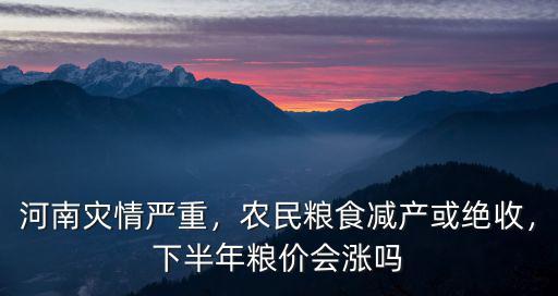 河南災情嚴重，農民糧食減產或絕收，下半年糧價會漲嗎