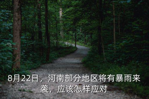 8月22日，河南部分地區將有暴雨來襲，應該怎樣應對