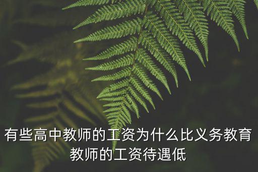 有些高中教師的工資為什么比義務(wù)教育教師的工資待遇低