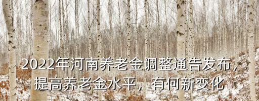 2022年河南養老金調整通告發布，提高養老金水平，有何新變化