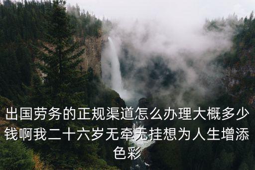 出國勞務的正規(guī)渠道怎么辦理大概多少錢啊我二十六歲無牽無掛想為人生增添色彩
