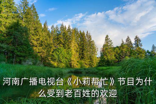 河南廣播電視臺(tái)《小莉幫忙》節(jié)目為什么受到老百姓的歡迎