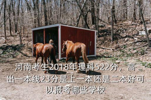 河南考生2018年理科522分，高出一本線23分是上一本還是二本好可以報考哪些學校