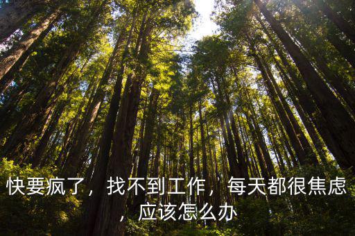 快要瘋了，找不到工作，每天都很焦慮，應該怎么辦