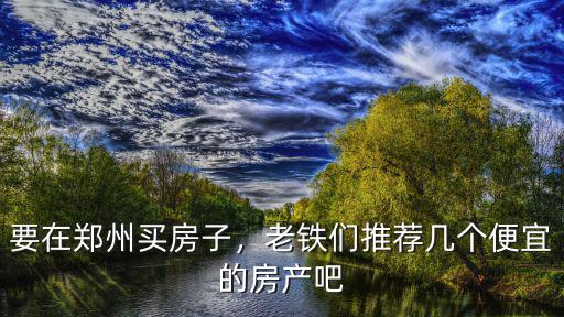 要在鄭州買房子，老鐵們推薦幾個便宜的房產吧