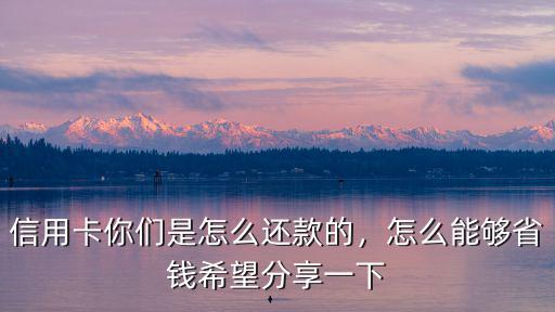 信用卡你們是怎么還款的，怎么能夠省錢希望分享一下