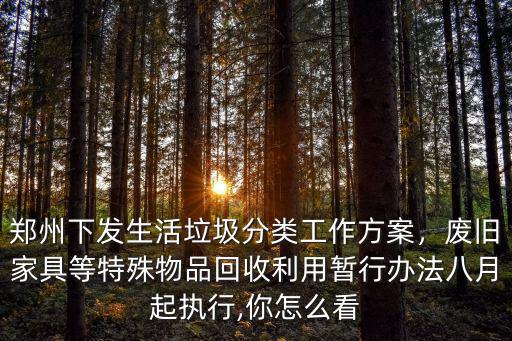 鄭州下發生活垃圾分類工作方案，廢舊家具等特殊物品回收利用暫行辦法八月起執行,你怎么看