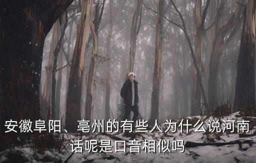 安徽阜陽(yáng)、亳州的有些人為什么說(shuō)河南話(huà)呢是口音相似嗎