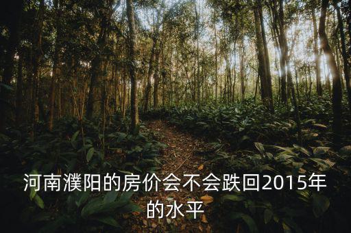 河南濮陽的房價會不會跌回2015年的水平
