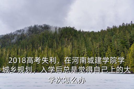 2018高考失利，在河南城建學(xué)院學(xué)城鄉(xiāng)規(guī)劃，入學(xué)后總是覺(jué)得自己上的大學(xué)次怎么辦