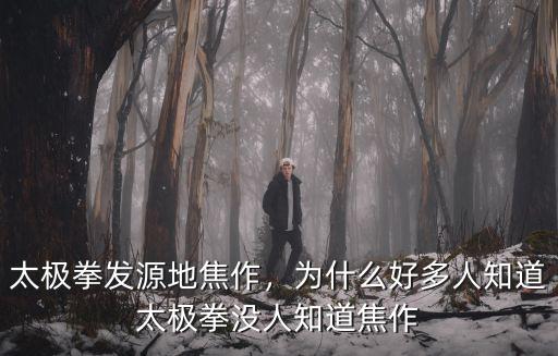 太極拳發源地焦作，為什么好多人知道太極拳沒人知道焦作