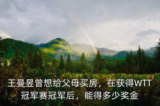 王曼昱曾想給父母買房，在獲得WTT冠軍賽冠軍后，能得多少獎金