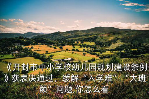 《開封市中小學校幼兒園規劃建設條例》獲表決通過，緩解“入學難”“大班額”問題,你怎么看