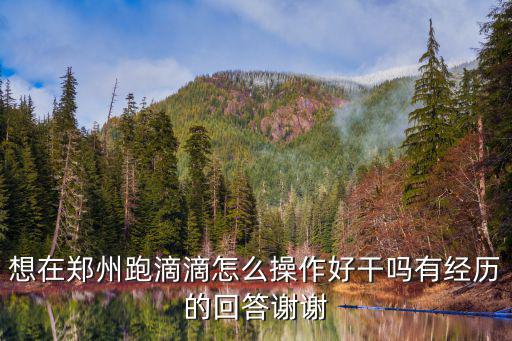 想在鄭州跑滴滴怎么操作好干嗎有經歷的回答謝謝