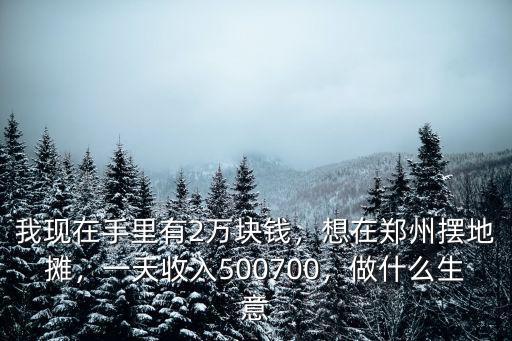 我現在手里有2萬塊錢，想在鄭州擺地攤，一天收入500700，做什么生意