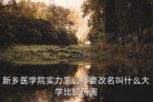 新鄉(xiāng)醫(yī)學(xué)院實(shí)力怎么樣要改名叫什么大學(xué)比較厲害