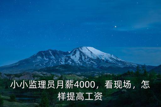 河南總監總代專監監理員月薪多少,小小監理員月薪4000