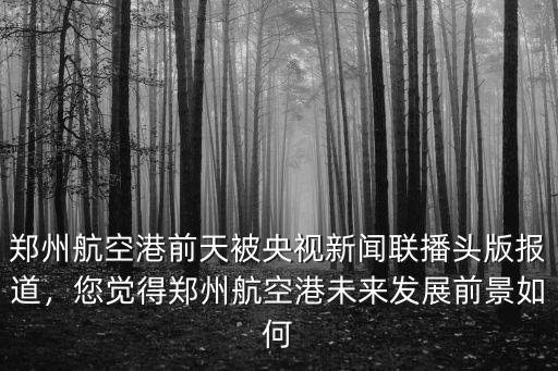 鄭州航空港前天被央視新聞聯播頭版報道，您覺得鄭州航空港未來發展前景如何