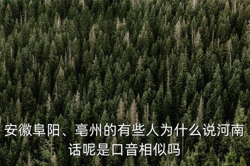 安徽阜陽、亳州的有些人為什么說河南話呢是口音相似嗎