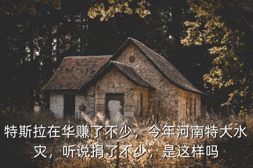 特斯拉在華賺了不少，今年河南特大水災，聽說捐了不少，是這樣嗎