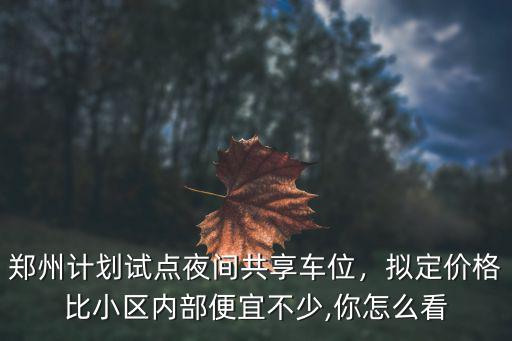 鄭州共享車位前景怎么樣,鄭州計劃試點夜間共享車位