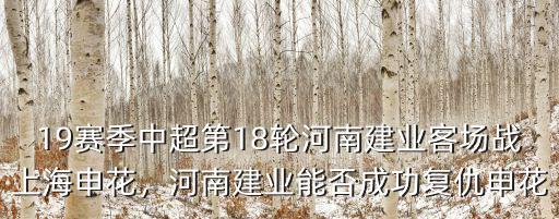 19賽季中超第18輪河南建業客場戰上海申花，河南建業能否成功復仇申花