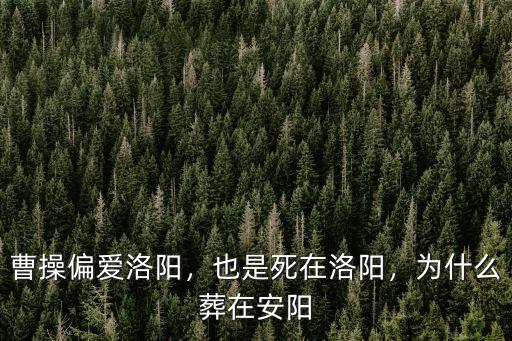 曹操偏愛洛陽，也是死在洛陽，為什么葬在安陽