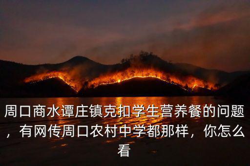 周口商水譚莊鎮(zhèn)克扣學生營養(yǎng)餐的問題，有網(wǎng)傳周口農(nóng)村中學都那樣，你怎么看