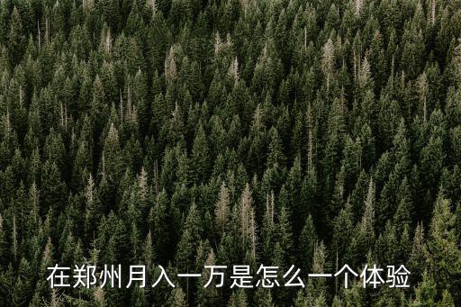 在鄭州月入一萬是怎么一個體驗
