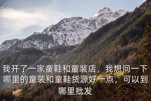 我開了一家童鞋和童裝店，我想問一下哪里的童裝和童鞋貨源好一點，可以到哪里批發