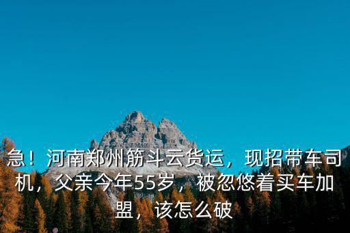 急！河南鄭州筋斗云貨運，現招帶車司機，父親今年55歲，被忽悠著買車加盟，該怎么破