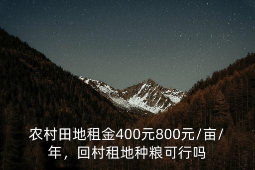 農(nóng)村田地租金400元800元/畝/年，回村租地種糧可行嗎