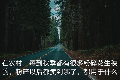 在農村，每到秋季都有很多粉碎花生秧的，粉碎以后都賣到哪了，都用于什么