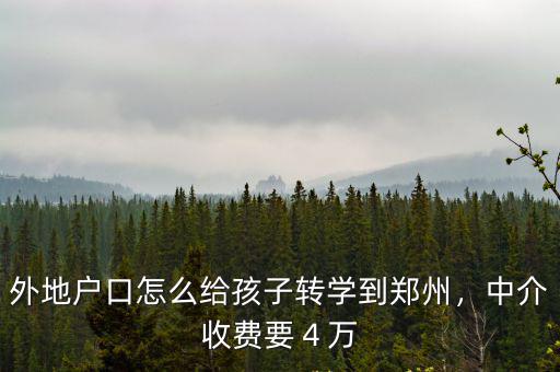 外地戶口怎么給孩子轉學到鄭州，中介收費要４萬