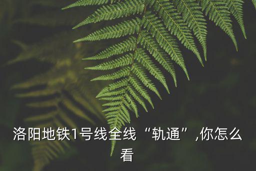 洛陽地鐵1號線全線“軌通”,你怎么看