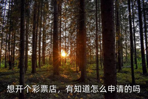 想開個彩票店，有知道怎么申請的嗎